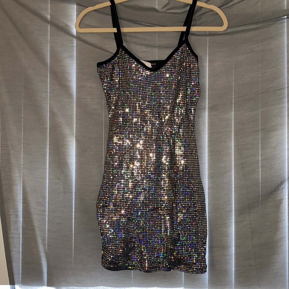 holographic sequin mini dress